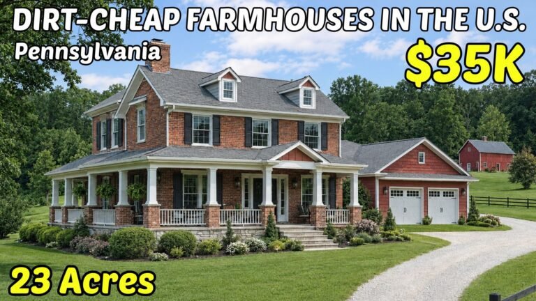 Video thumbnail for ten cheap farmhouses with land in western Pennsylvania, showing a rural farmhouse with acreage