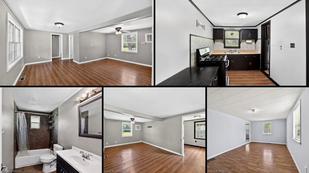 Interior of cheap farmhouse in Hartford, Arkansas — 3 bed, 1 bath, 1,032 sq ft