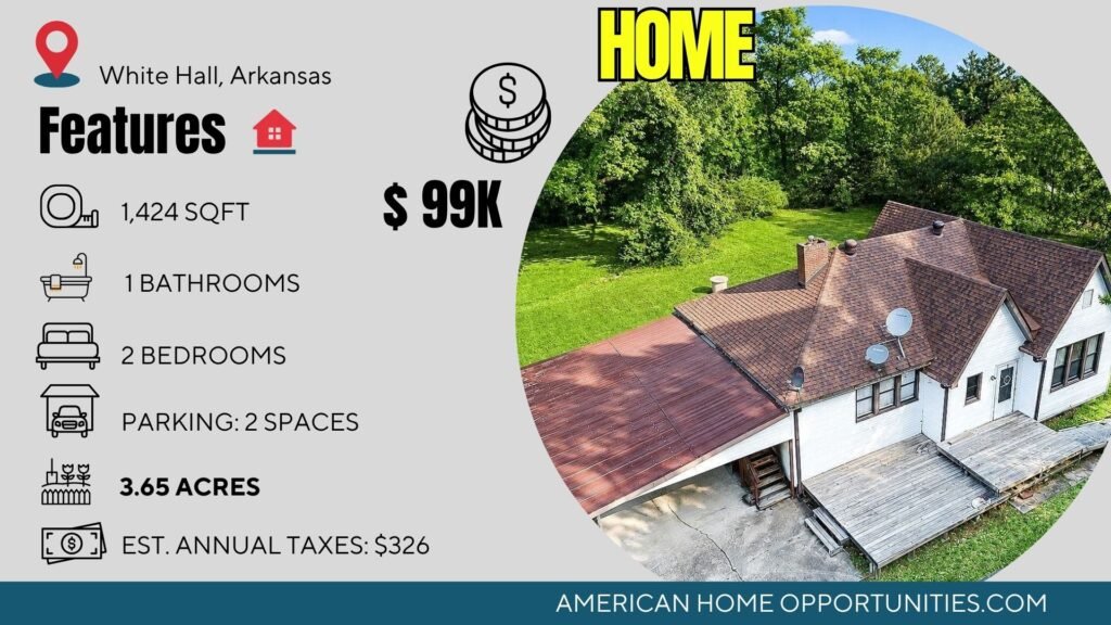 Cheap farmhouse in White Hall, Arkansas — 3.65 acres with highway frontage minutes from Little Rock