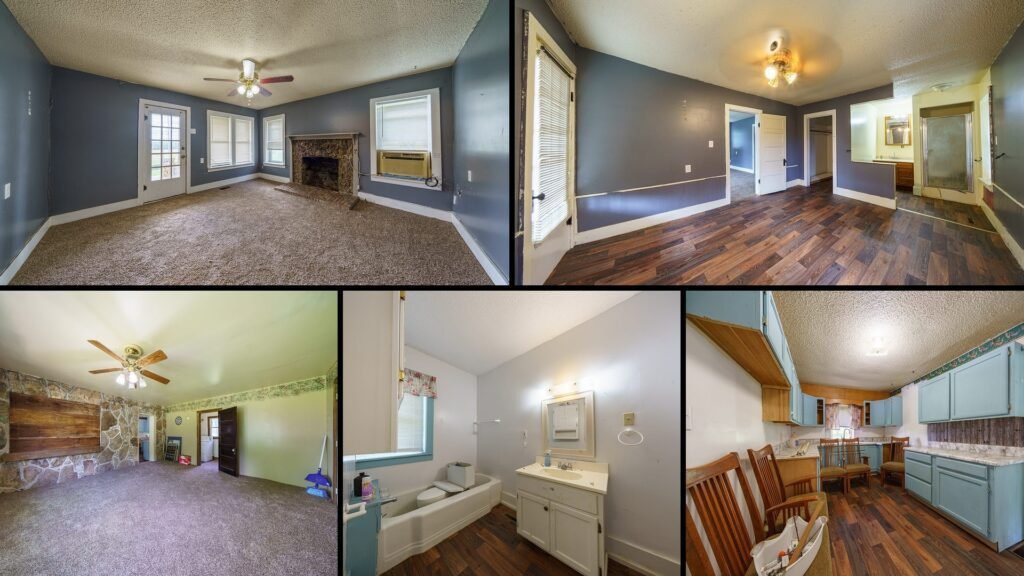 Interior of cheap farmhouse in Smithville, Arkansas — 3 bed, 2 bath, 1,394 sq ft
