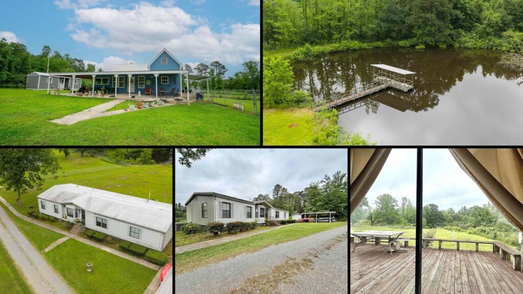 Exterior and land of cheap farmhouse in Camden, Arkansas — 7.5 acres