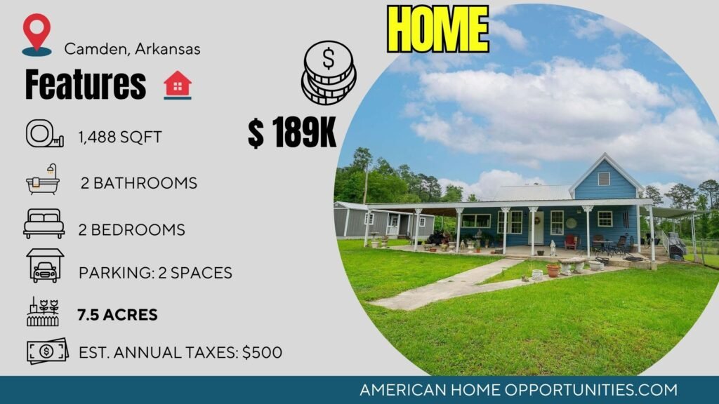 Cheap farmhouse in Camden, Arkansas — two separate homes and a stocked pond on 7.5 acres
