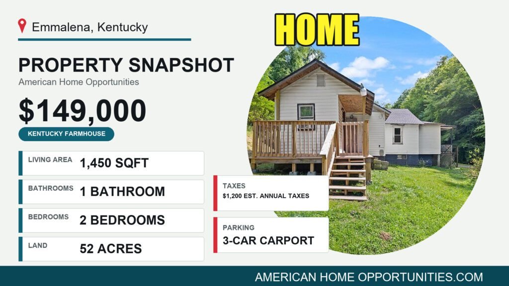 Country ranch with barn and 52 wooded acres in Emmalena Kentucky
