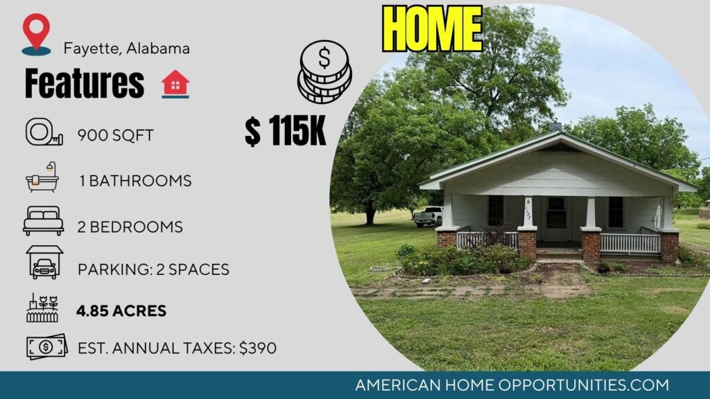 Home on nearly 5 acres inside the city limits of Fayette, Alabama
