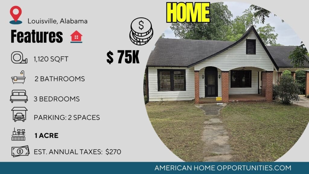 1930s home on 2 acres in Louisville, Alabama near Lake Eufaula
