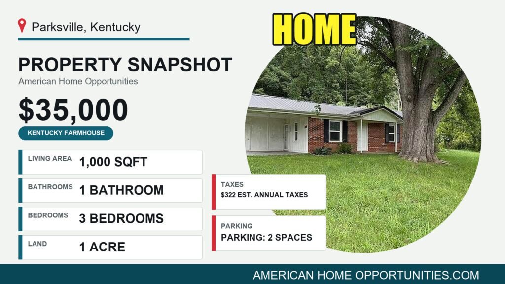 Cheap brick ranch on 1 acre in Parksville Kentucky near Danville