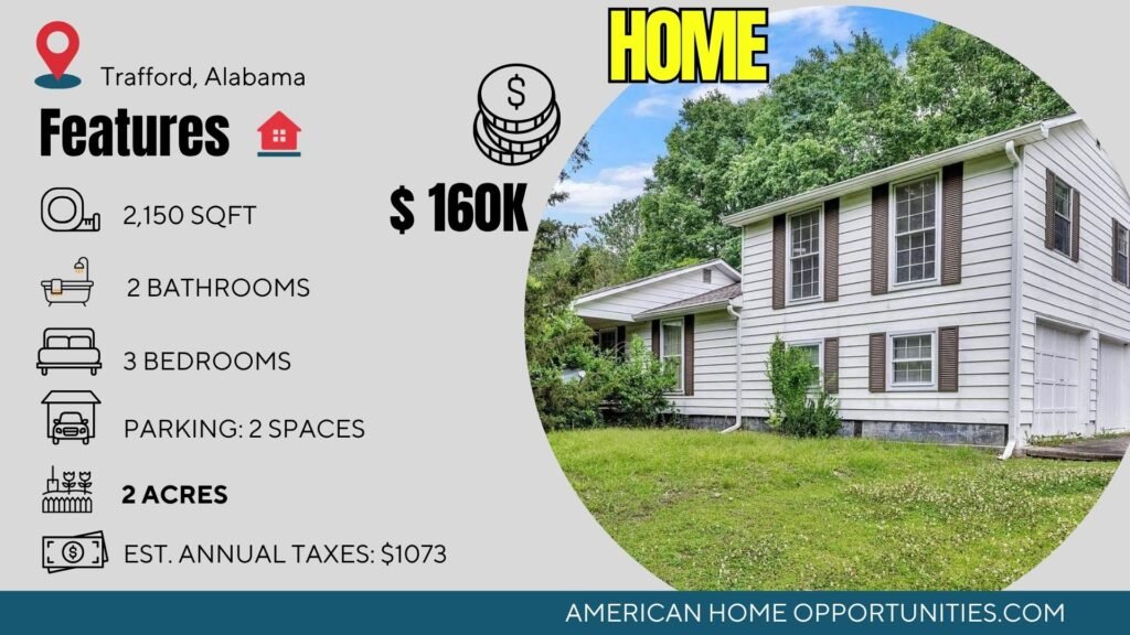 Two-story home on 2 wooded acres in Trafford, Alabama