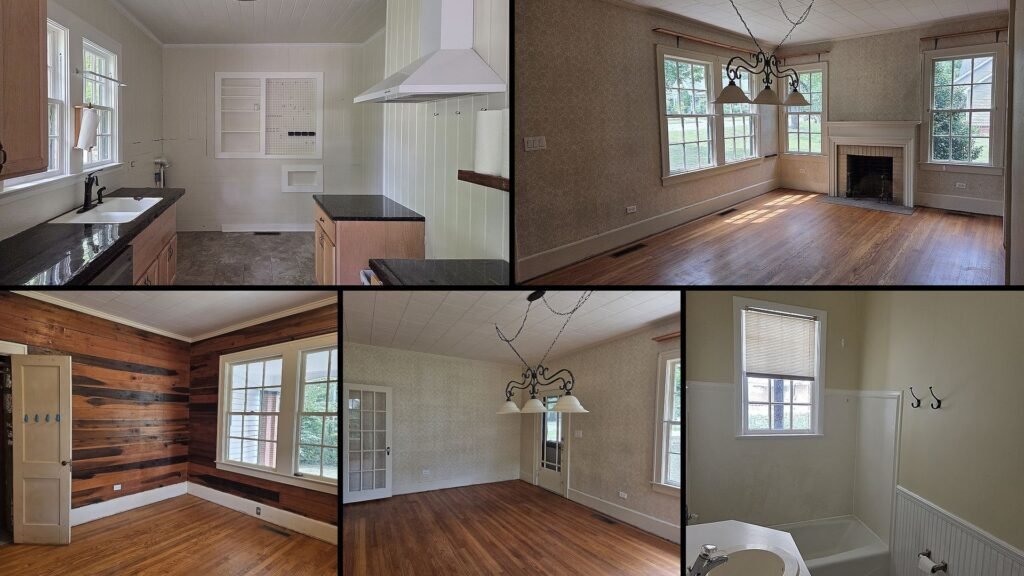 Interior of the Louisville, Alabama home — hardwood living rooms and kitchen