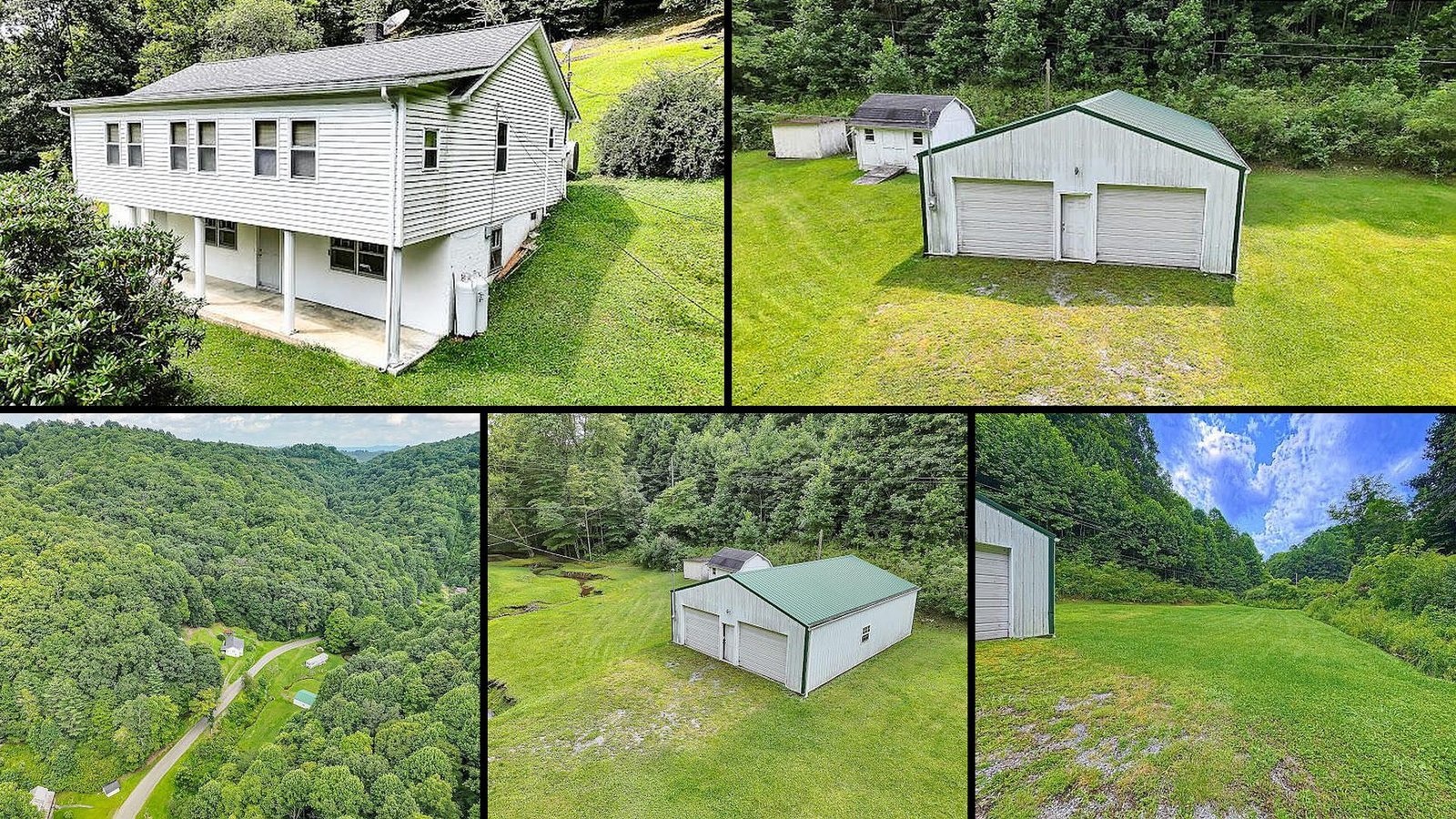 Exterior and land of a rural property for sale in Swords Creek Virginia — 37.5 acres in Russell County