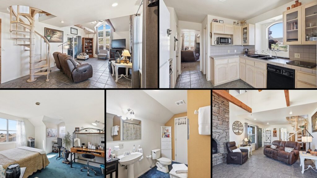Interior collage of a cheap mountain home for sale in Fort Davis, Texas — 10.89 acres at $175,000
