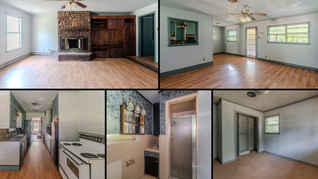Interior collage of a cheap home for sale in Talco, Texas — 1.33 acres at $90,000
