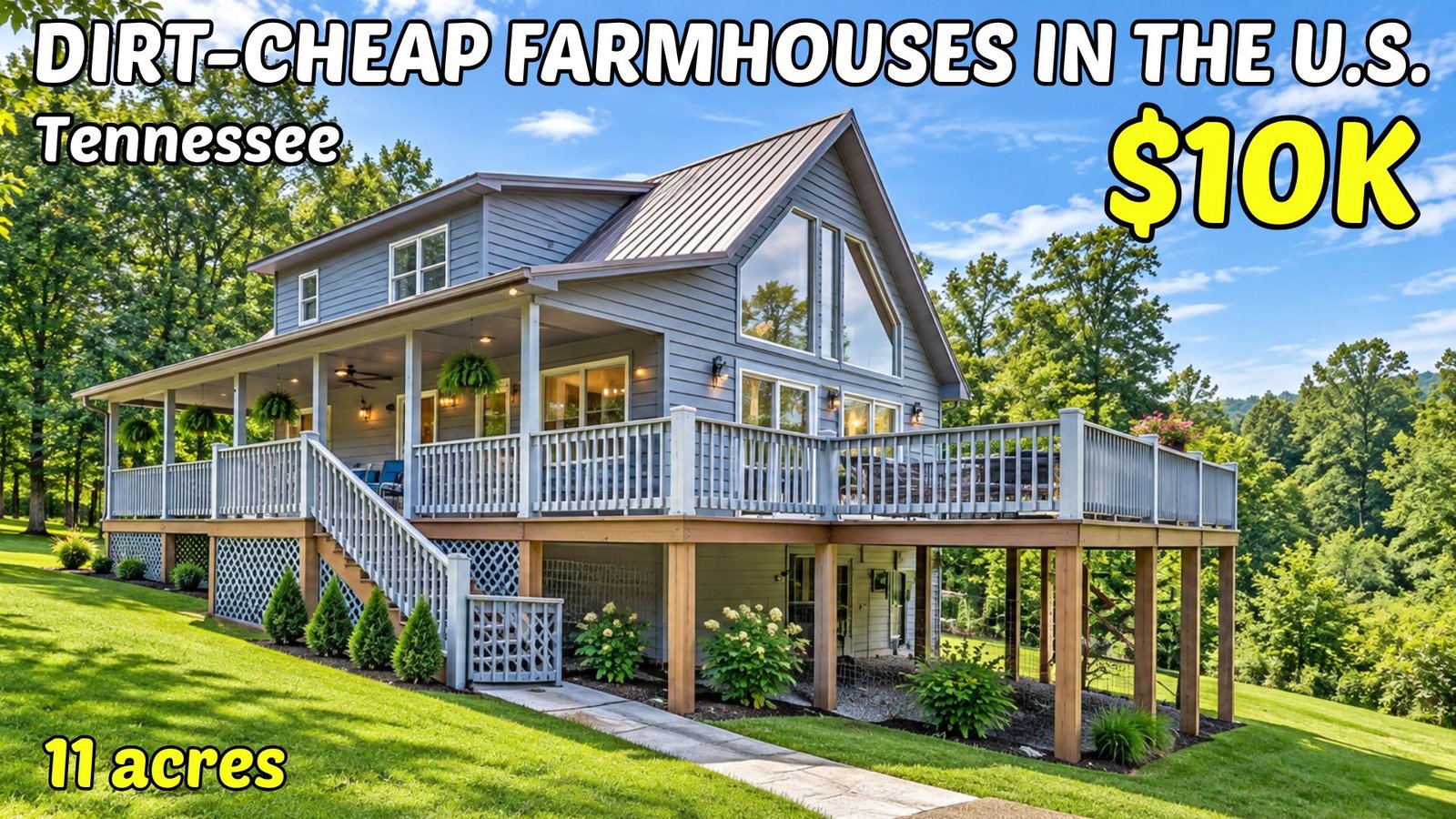 Illustration of a rural Tennessee landscape with a farmhouse on acreage