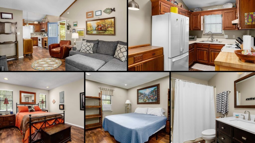 Interior collage of a cheap home for sale in Counce, Tennessee — 4.02 acres at $199,900