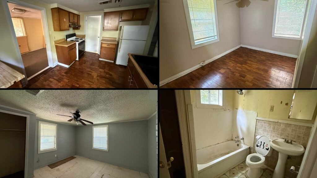 Interior collage of a cheap home for sale in Millington, Tennessee — 2.22 acres at $85,000