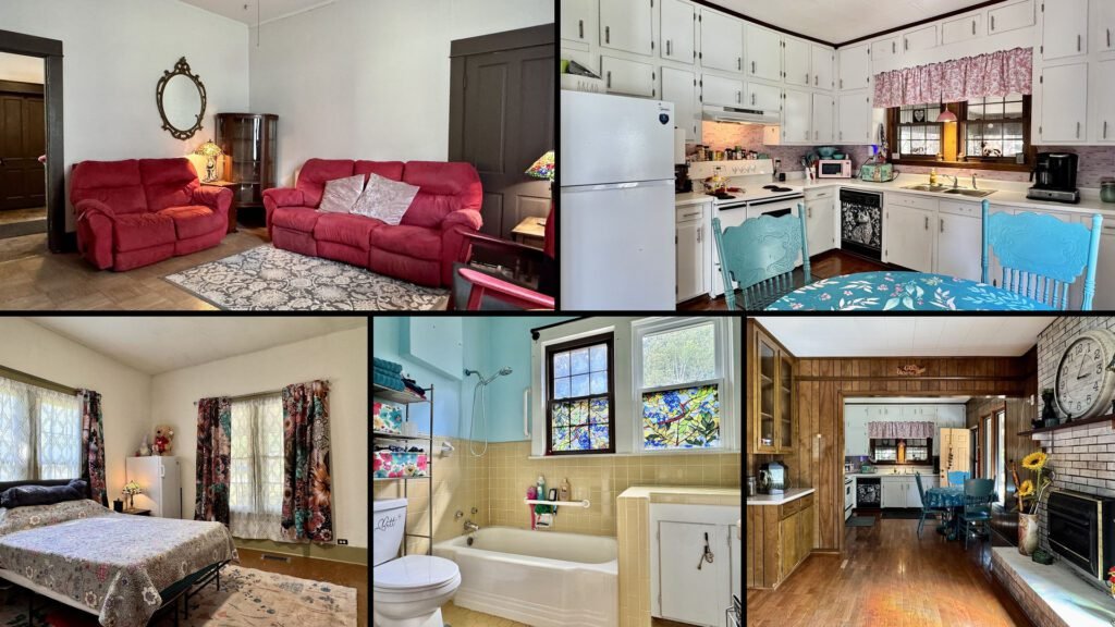 Interior collage of a cheap home for sale in Iron City, Tennessee — 2.13 acres at $185,000