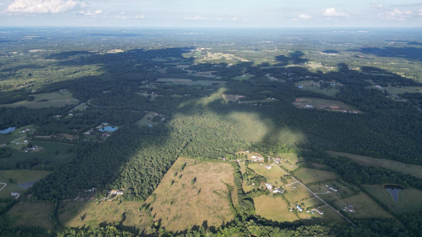 Farm fields and woodlots near Lancaster, South Carolina