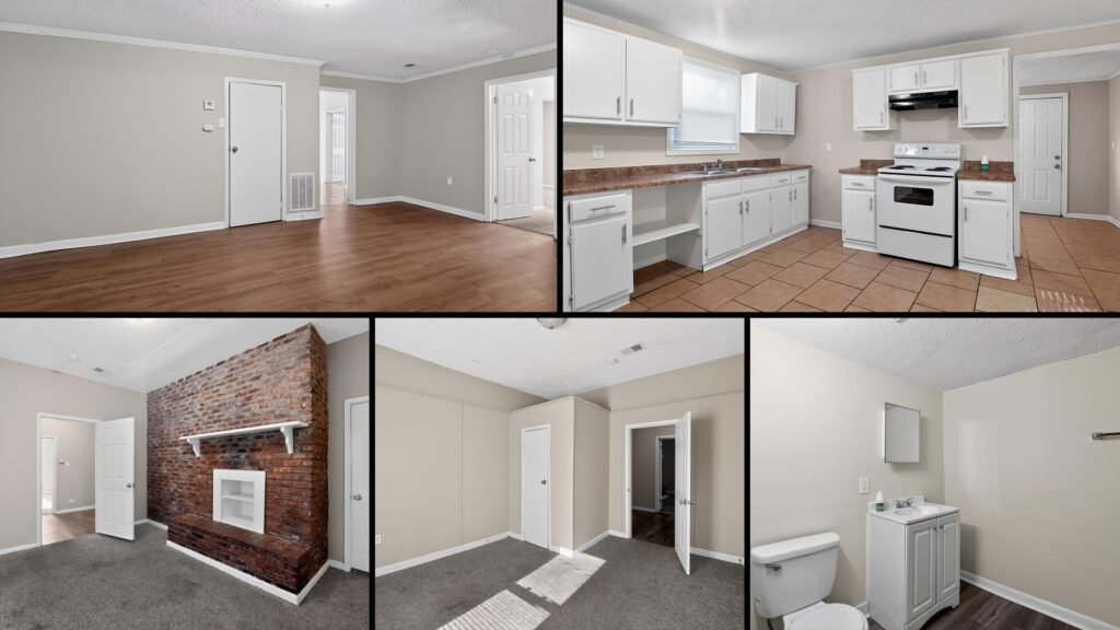 Interior collage of a cheap house for sale in Memphis, Tennessee — 0.69 acres at $64,000