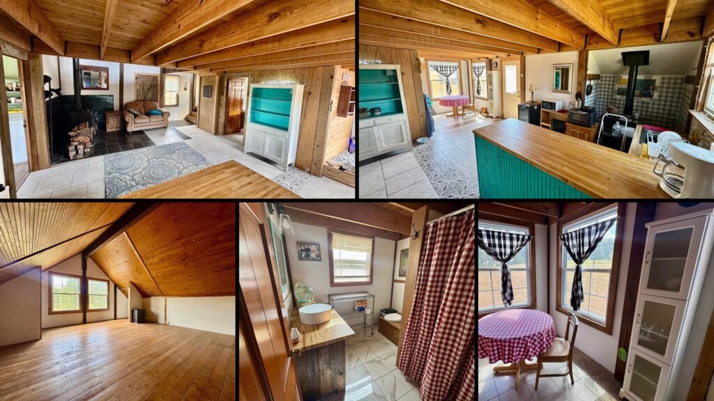 Interior collage of a cheap farmhouse for sale in Noel, Missouri — 4.07 acres at $124,900