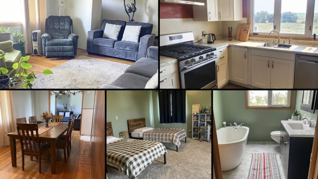 Interior collage of a cheap ranch home for sale in Circle, Montana — 40 acres at $350,000