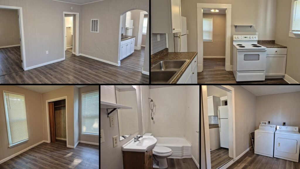 Interior collage of a cheap farmhouse for sale in Kirksville, Missouri — 0.3 acres at $39,500