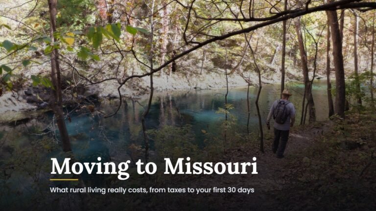 Moving to Missouri guide cover over a spring-fed river near Camdenton, Missouri