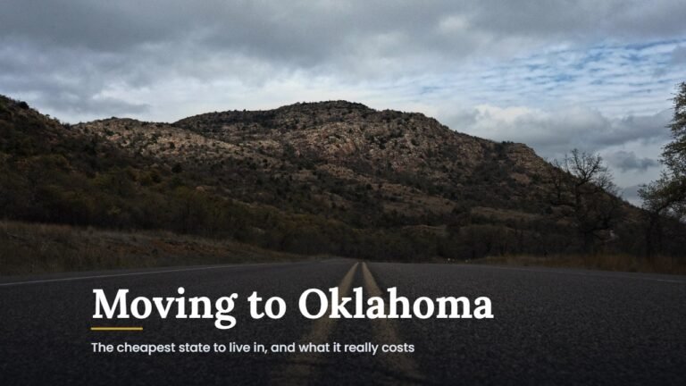 Moving to Oklahoma guide cover over an empty road leading to the Wichita Mountains in southwest Oklahoma